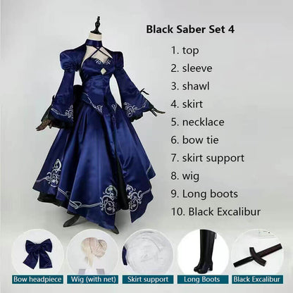 Black Saber Cosplay Costume Fate Stay Night Anime FGO Bride Gothic Lolita Dress Saber Alter Artoria Pendragon-Fate Stay Night, FGO, Saber - MoonCos