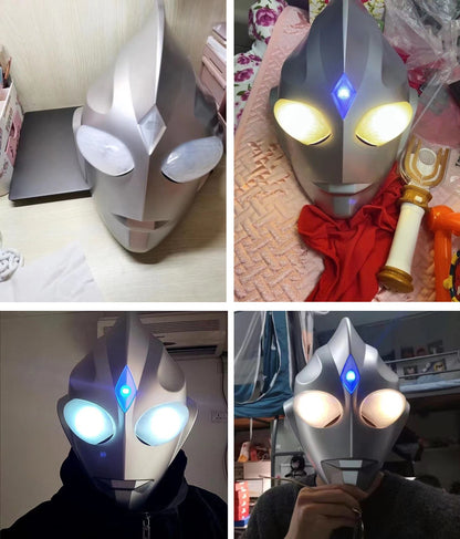 [New] Ultraman Cosplay Helmet Touchable Headgear with light Ultraman Tiga Cos High quality Toy Three light