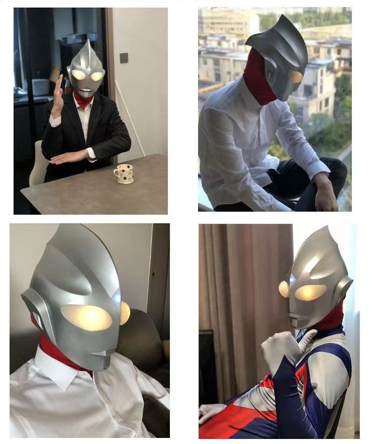 [New] Ultraman Cosplay Helmet Touchable Headgear with light Ultraman Tiga Cos High quality Toy Three light