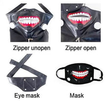 Load image into Gallery viewer, Kaneki Ken Cosplay Zipper Mask Anime Tokyo Ghoul Black Leather Mask Full set Eye mask Facial mask Anime Props Cool Cos Tools Halloween Gift-Tokyo Ghoul - MoonCos

