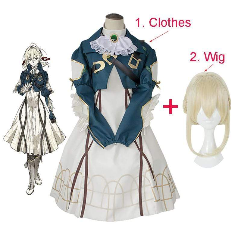 Violet cosplay costume Anime Violet Evergarden cosplay Full Set Lolita Cute royal sister Dress Kawaii Skirt Wig Dark blue-Hot Sale, Violet Evergarden - MoonCos