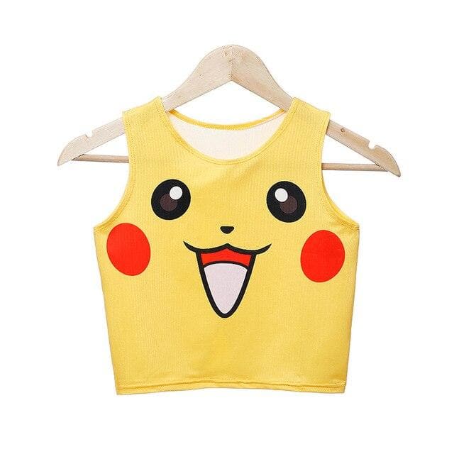 Cute Cartoon Tank Top Anime Vest Kawaii Pikachu Cartoon Sexy Tank top Sleeveless Female Vest Women Cosplay Girl Sex Costume Female Tops For Summer-Daily wear, Pokemon - MoonCos