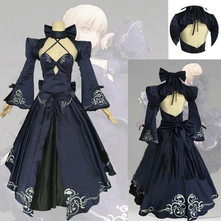 Black Saber Cosplay Costume Fate Stay Night Anime FGO Bride Gothic Lolita Dress Saber Alter Artoria Pendragon-Fate Stay Night, FGO, Saber - MoonCos