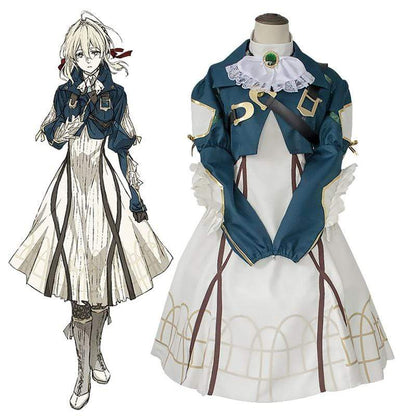 Violet cosplay costume Anime Violet Evergarden cosplay Full Set Lolita Cute royal sister Dress Kawaii Skirt Wig Dark blue-Hot Sale, Violet Evergarden - MoonCos