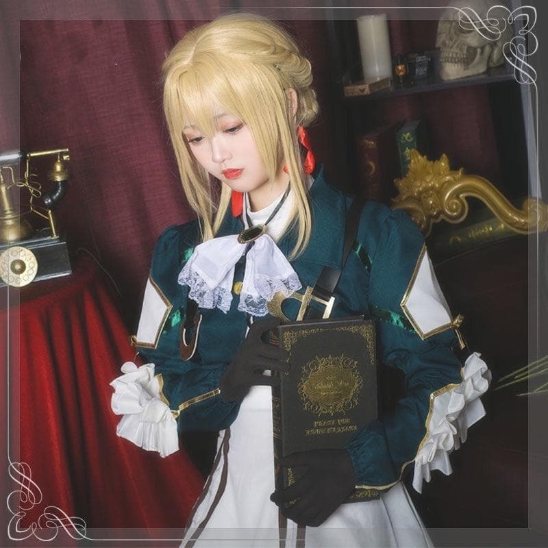 Violet cosplay costume Anime Violet Evergarden cosplay Full Set Lolita Cute royal sister Dress Kawaii Skirt Wig Dark blue-Hot Sale, Violet Evergarden - MoonCos