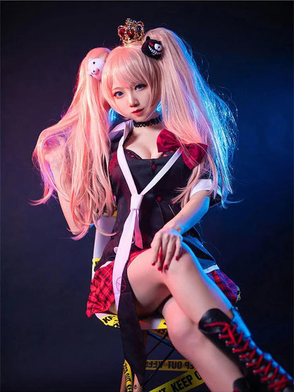 Enoshima Junko Cospaly Full set Anime Danganronpa Cosplay Costume Black and White Bear Cute Junko Enoshima Loli Skirt Wig Doll High quality-Dangangronpa - MoonCos