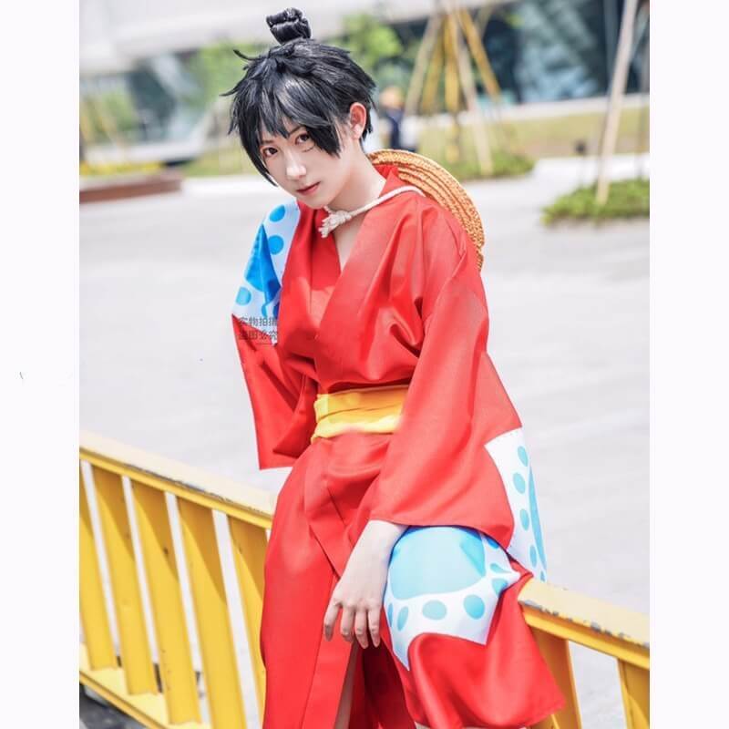 Luffy Kimono Cosplay Costume Anime One Piece Wano Country Unisex-One Piece - MoonCos