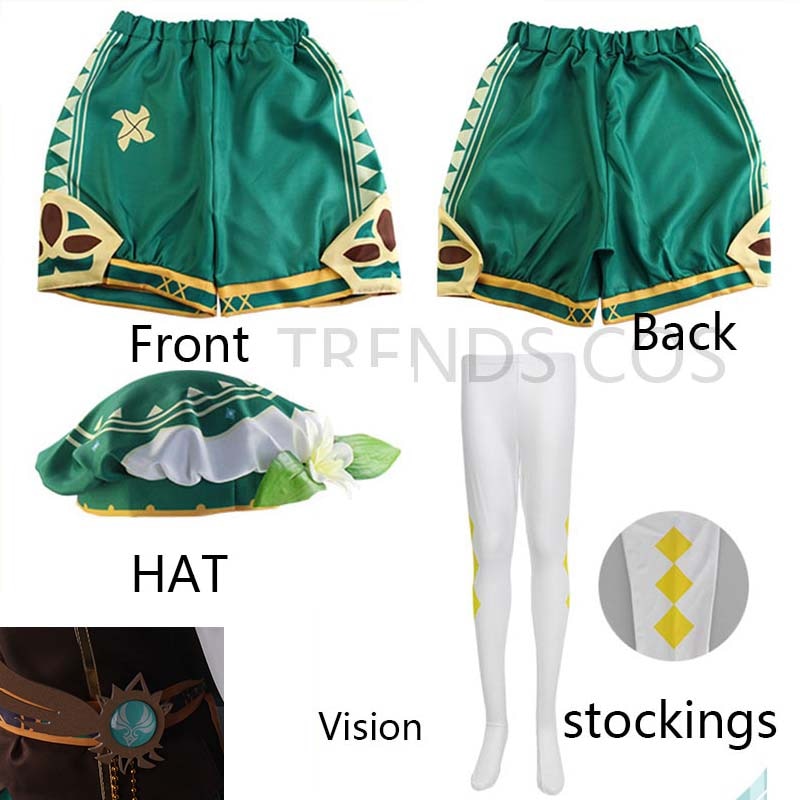 Venti Cosplay Costume Dress Outfits Game Genshin Impact Cos Wig Headwear God of Wind Barbato Full Set-Genshin Impact - MoonCos