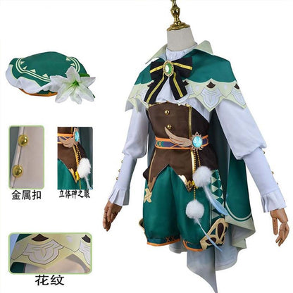 Venti Cosplay Costume Dress Outfits Game Genshin Impact Cos Wig Headwear God of Wind Barbato Full Set-Genshin Impact - MoonCos