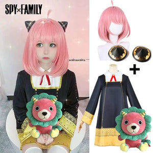 Anya Cosplay Costume Dress Suit Anime Spy X Family Outfit Anya Forger Cos With Wig Earring Plush Doll-New Arrivals, Spy X Family - MoonCos
