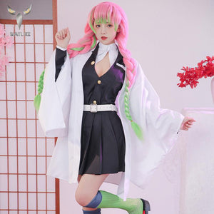 Kanroji Mitsuri Cosplay Costume Anime Demon Slayer Outfit Kimetsu no Yaiba Kimono Uniform Clothes Props Set-Demon SLayer - MoonCos