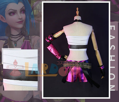 Jinx Cosplay Costume League of Legends Game Cos Jinx Outfit Anime Women Sexy Leather Cool Costume Clothes-League of Legends, New Arrivals - MoonCos