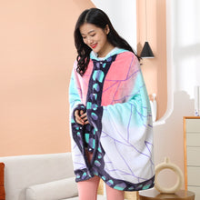Load image into Gallery viewer, Tomioka Giyuu Cosplay Cloak Cape Anime Demon Slayer Hoodie Christmas Gift Blanket Rengoku Kyoujurou Plush Flannel Anime Blanket-Demon SLayer - MoonCos
