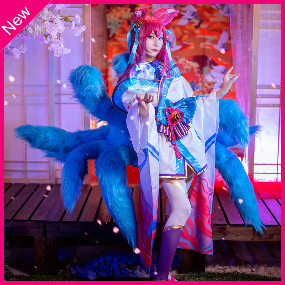 Ahri Cosplay Costume Game League of Legends Outfits Anime LOL Ahri Blossom Dress for Party Halloween-League of Legends, New Arrivals - MoonCos