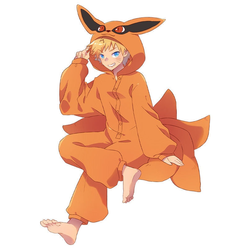 Uzumaki Kurama Kyuubi Fox Cosplay Costume Pajamas Kigurumi Adult Unisex Anime Sleepwear Flannel Jumpsuit Naruto-Featured Collection, Naruto - MoonCos