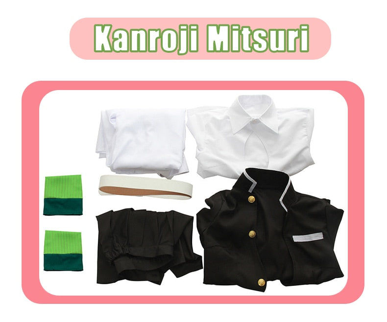 Kanroji Mitsuri Cosplay Costume Anime Demon Slayer Outfit Kimetsu no Yaiba Kimono Uniform Clothes Props Set-Demon SLayer - MoonCos