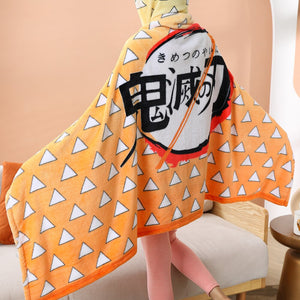 Tomioka Giyuu Cosplay Cloak Cape Anime Demon Slayer Hoodie Christmas Gift Blanket Rengoku Kyoujurou Plush Flannel Anime Blanket-Demon SLayer - MoonCos