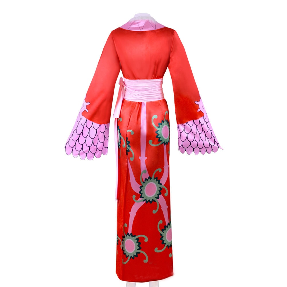 Boa Hancock Cosplay Costume Anime One Piece Outfit Empire Red Kimono Dress Clothing-One Piece - MoonCos