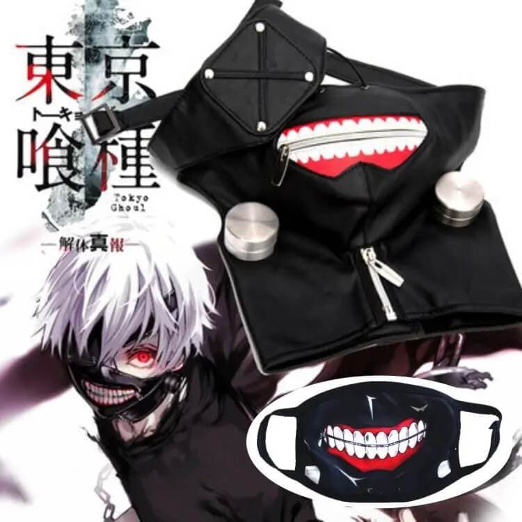 Kaneki Ken Cosplay Zipper Mask Anime Tokyo Ghoul Black Leather Mask Full set Eye mask Facial mask Anime Props Cool Cos Tools Halloween Gift-Tokyo Ghoul - MoonCos