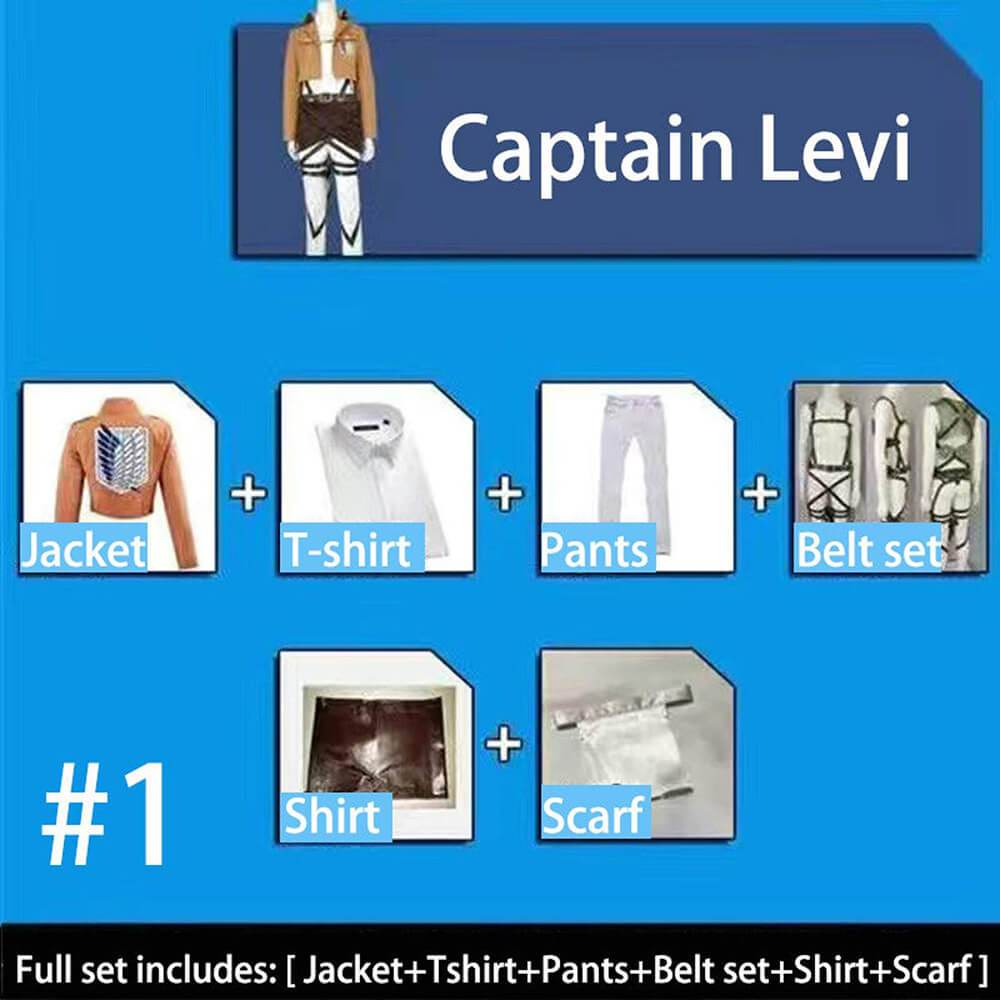 Captain Levi Cosplay Full set Levi Ackerman Mikasa Cosplay Costume Attack on Titan Survey Corps Cosplay-Attack on Titan, Featured Collection, New Arrivals - MoonCos