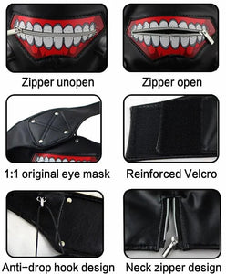 Kaneki Ken Cosplay Zipper Mask Anime Tokyo Ghoul Black Leather Mask Full set Eye mask Facial mask Anime Props Cool Cos Tools Halloween Gift-Tokyo Ghoul - MoonCos