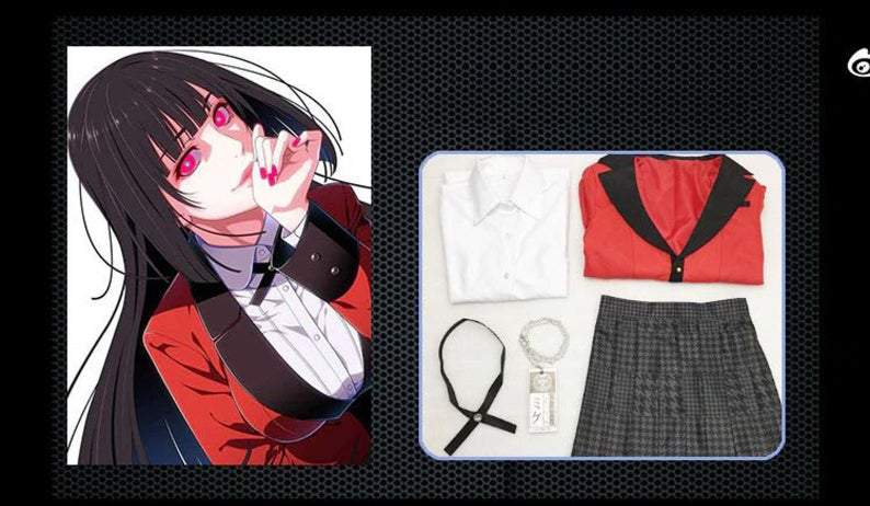 Yumeko Jabami Cosplay Costume Anime Kakegurui Cosplay Shirt Japanese School Girls Uniform Full Set Jacket+Shirt+Skirt+Stockings+Tie-Featured Collection, Kakegurui - MoonCos