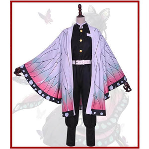 Shinobu Kocho Cosplay Costume Anime Demon Slayer Kimetsu No Yaiba Cos Full set Mushi Bashira Kocho Shinobu Kimono Crops Uniform-Demon Slayer, New Arrivals - MoonCos