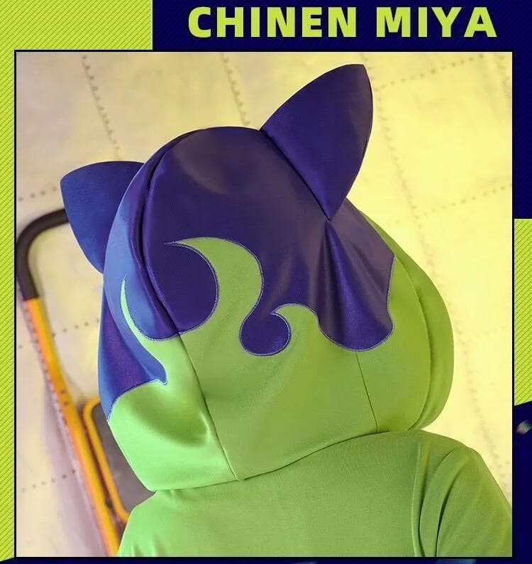 Chinen Miya Cosplay Costume Hoodie Anime SK8 the Infinity Green Cat ear hat Sweatshirt Full set-SK8 the Infinity - MoonCos