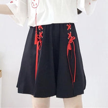 Load image into Gallery viewer, Anime fox printed cross ribbon Lolita Girls&#39; T-shirt harajuku spring Black Top skirt hoodies-Daily wear - MoonCos
