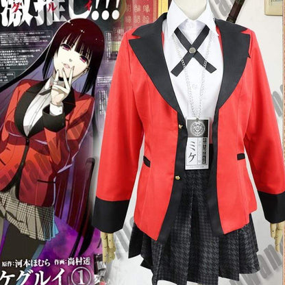 Yumeko Jabami Cosplay Costume Anime Kakegurui Cosplay Shirt Japanese School Girls Uniform Full Set Jacket+Shirt+Skirt+Stockings+Tie-Featured Collection, Kakegurui - MoonCos