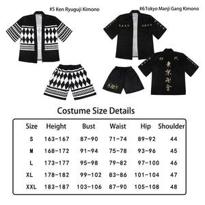 Tokyo Revengers Cosplay Costume Manjiro "Mikey" Sano Ken Ryuguji Cosplay Tokyo Manji Gang Uniform Set Short-sleeved Kimono Embroidery-Tokyo Revengers - MoonCos